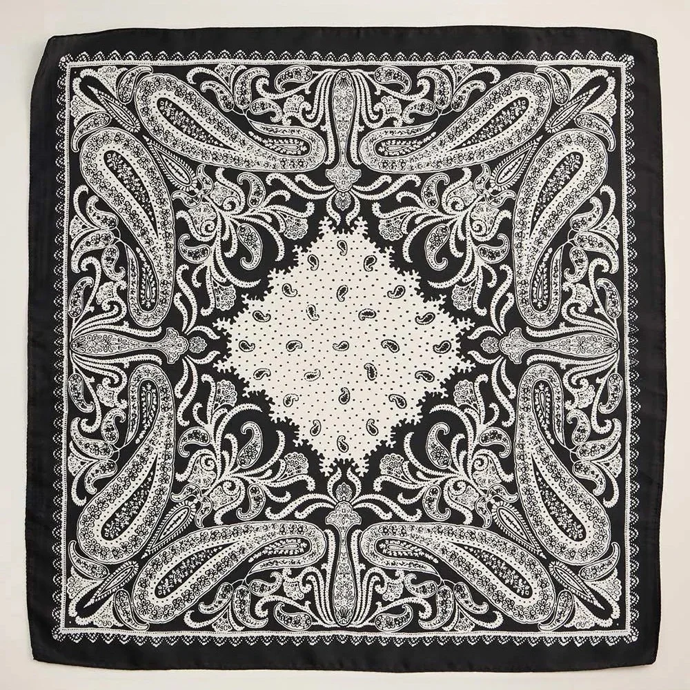 Black and White Paisley Bandana Scarf